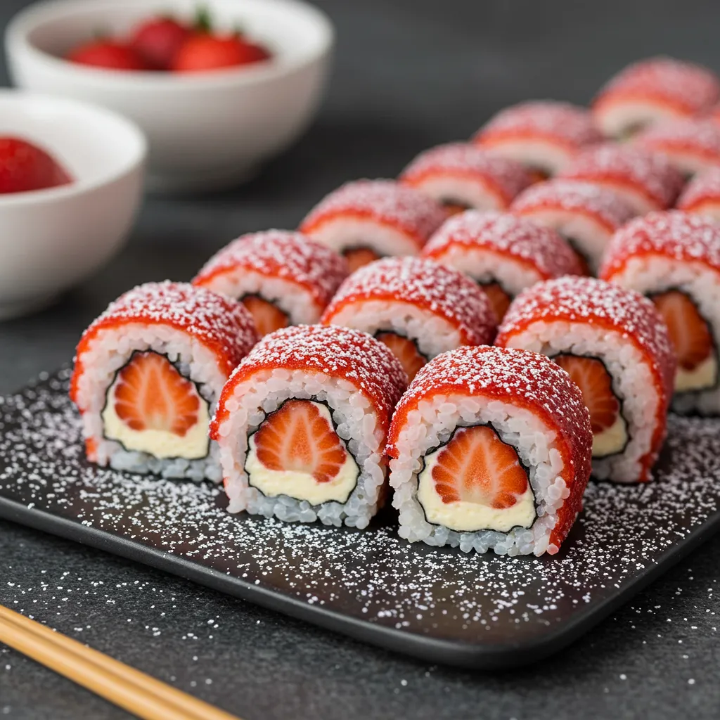 Strawberry Shortcake Cheesecake Dessert Sushi Rolls - tertiary view